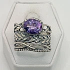 Stunning .925 Vintage Sterling Silver Estate Ring Size 9.25 with Purple stone