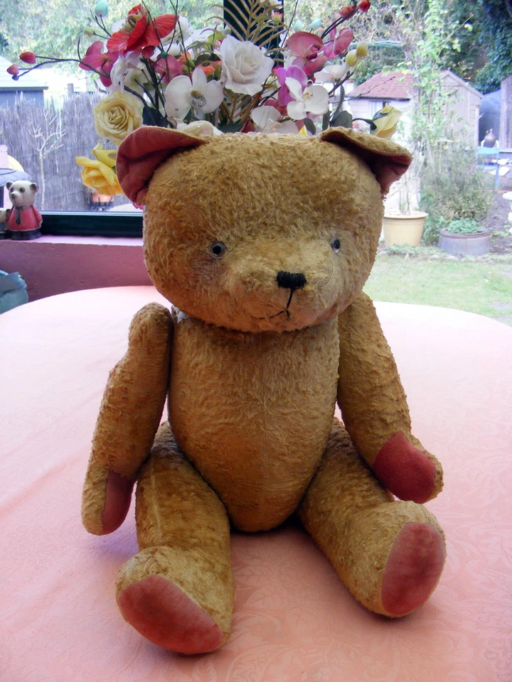 Ours Ancien remplis de paille en etat d'origine hauteur 67 cm né vers 1950. - Photo 4/4