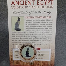 2013 Cook Islands $1 Coin Treasures Of Ancient Egypt .SACRED EGYPTIAN CAT+ Coa