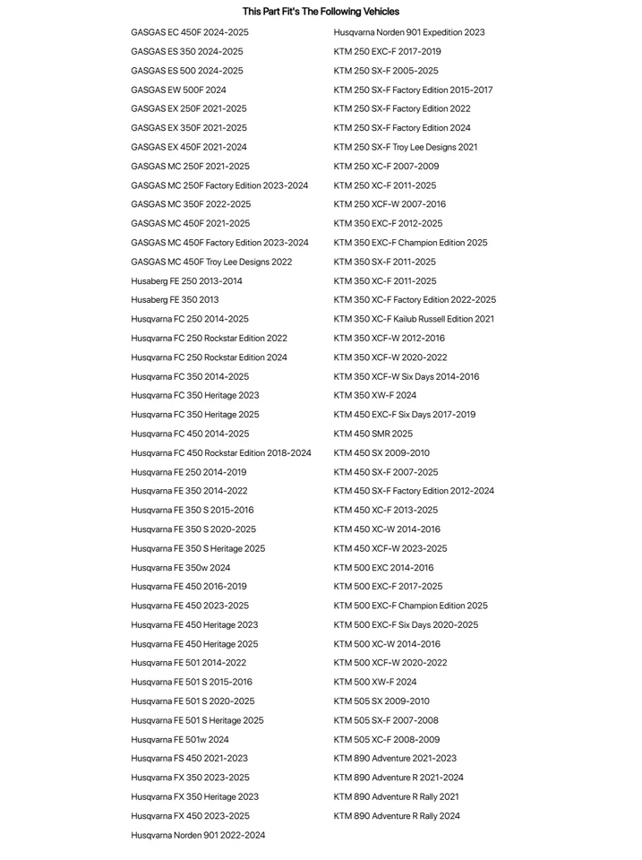 Kit de cuña de válvula Pro X para Husqvarna Fe 501 S 2015-2016,2020-2024 Foto 2 de 2