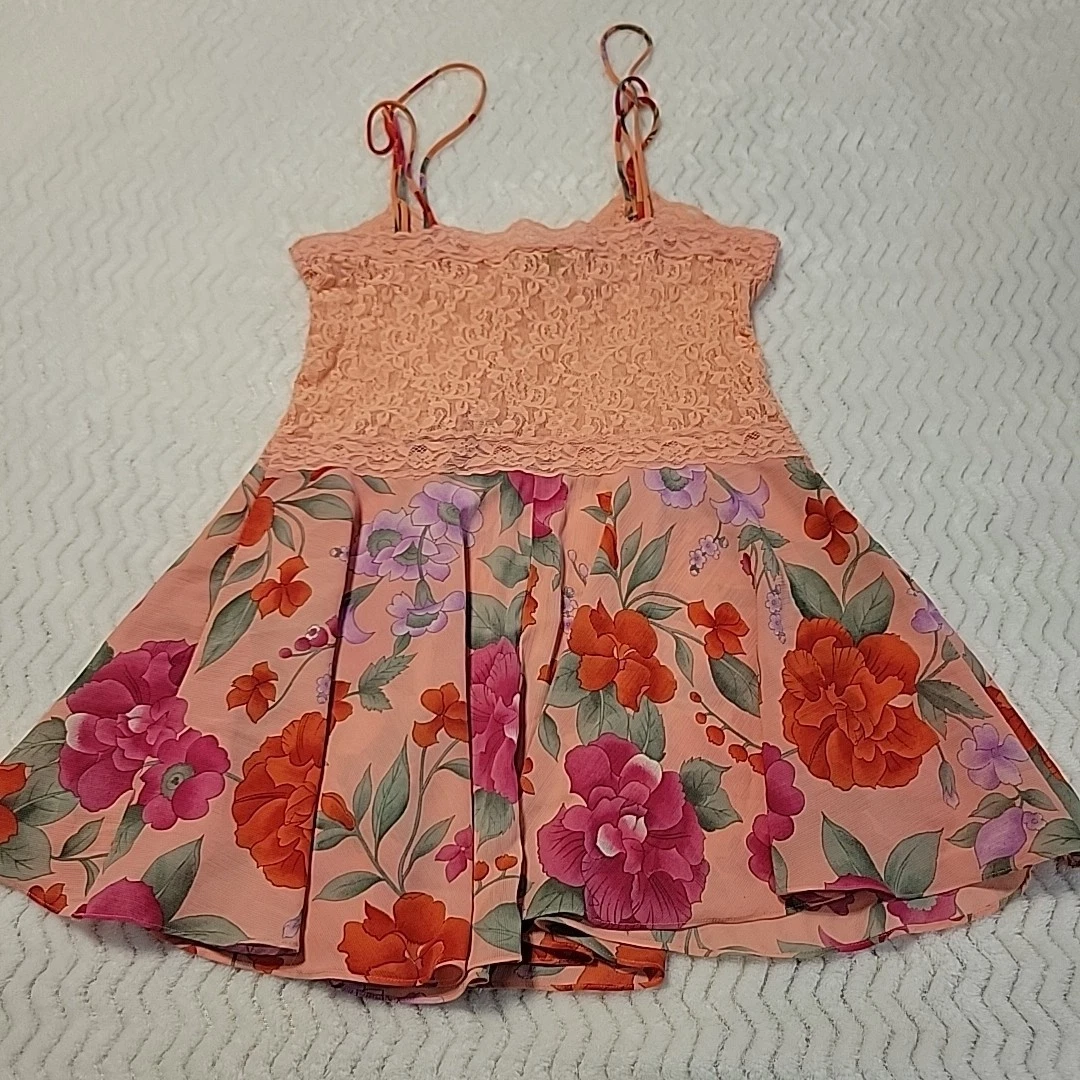 UNDERCOVER Camicia da notte vintage Victorias Secret G Label anni 90 raso floreale slip dress taglia M