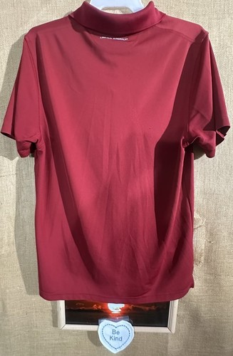 Under Armour heatgear loose men’s maroon L polo pull on polo stretch short sleev - Picture 2 of 4