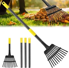 Garden Rake for Leaves, 65 inch Long Rake, 11 Tines Small Narrow Rake, Heavy Dut