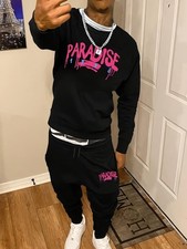 Men's trendy print two-piece set, hoodie and sweatpants, sweatshirt and jogging