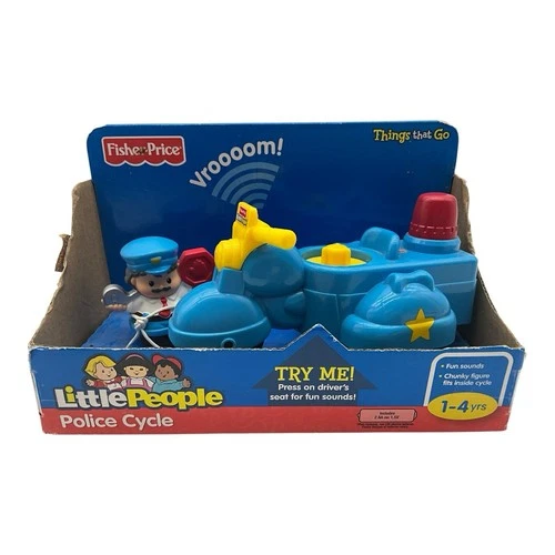 Fisher Price Little People Vintage Animalville Police Motor Cycle  HTF New 74677