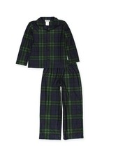 Holiday Green Plaid Coat Style Pajamas Set