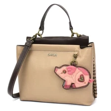 CHALA Charming Satchel PIG (Taupe With Brown Highlights) 11"W x 9.5"H x 5"D NWT