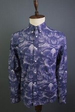 Desigual Pakaian Regular Fit Purple Floral Long Sleeve Button Down Shirt Size L