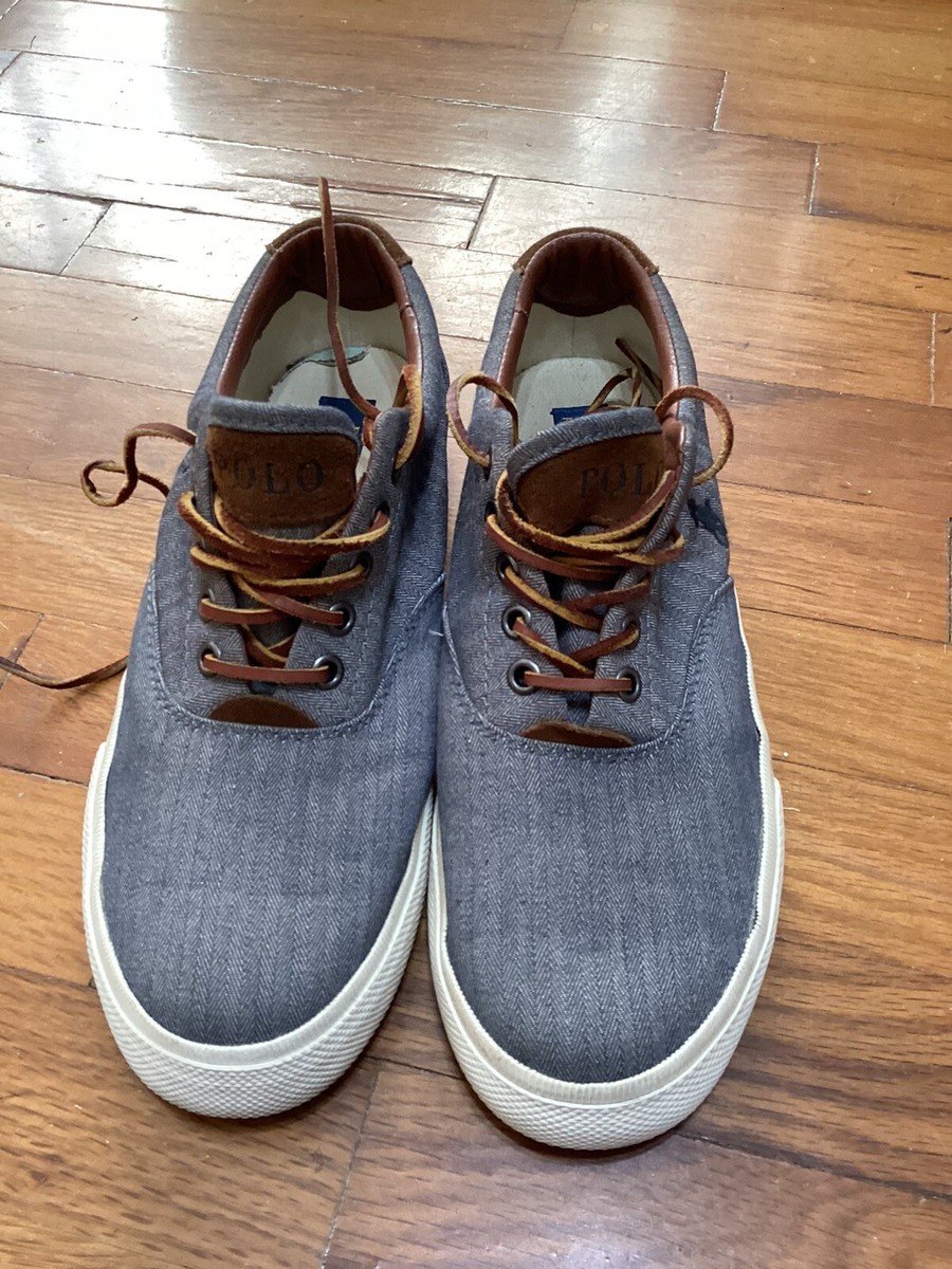 靴 polo ralph lauren leather shoes UK9 Polo Ralph Lauren Vaughn Brown Leather Sneakers Casual Shoes