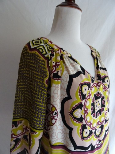 Vestido Hale Bob Colorido Estampado en Seda Retro Boho Estampado Artístico Cambio - Talla XXS - Imagen 4 de 11