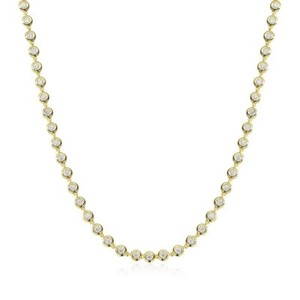 Authentic 3mm Real VVS1 Moissanite Bubble Tennis Necklace Girl 18K Gold Plated