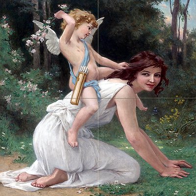 VENUS AND CUPID G. Seignac girl angel Tile Mural Backsplash Art Marble Ceramic