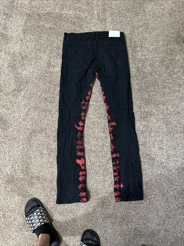 Golden Los Angeles Mens Sz 34 Graphic Skinny Denim Jeans Streetwear - 第 6/7 張圖片