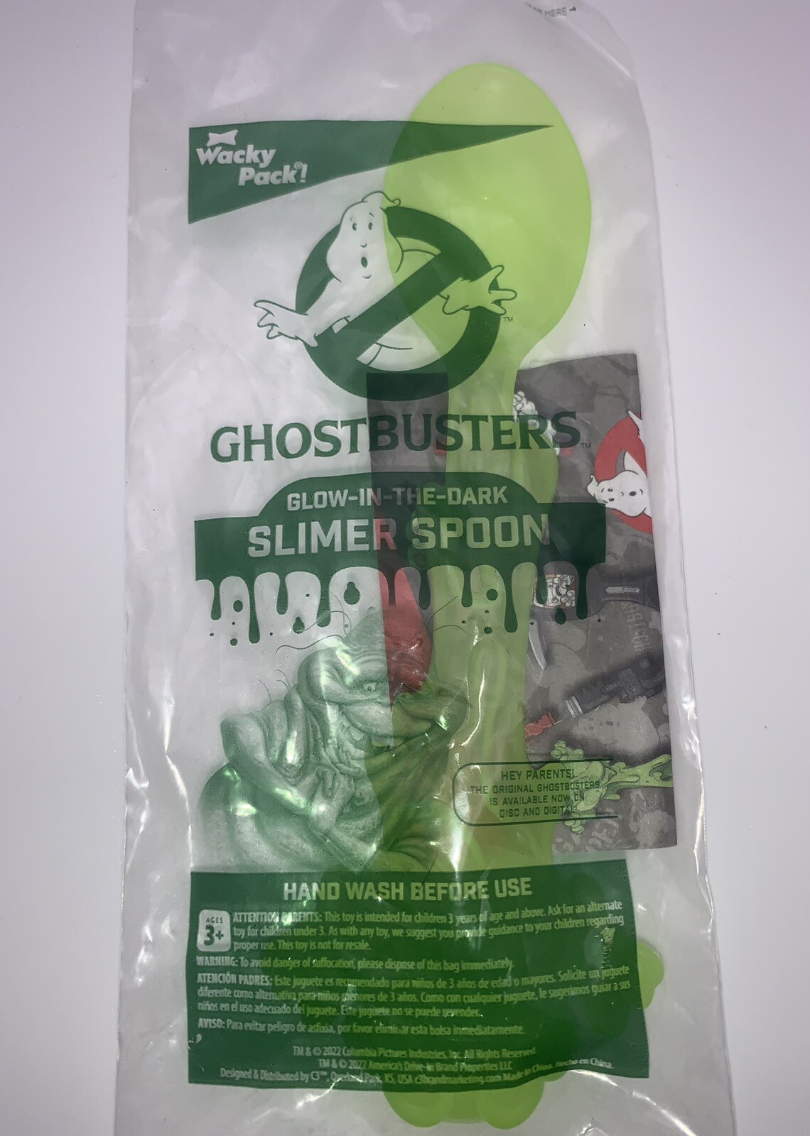 Ghostbusters Glow in the Dark Slimer Spoon- from Sonic Drive-in Wacky Pack