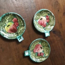 3 Vtg MCM Italy Pottery  Personal Ashtrays fruit hand painted super nice!