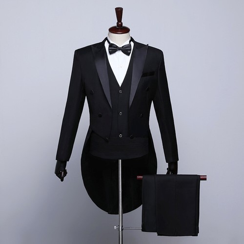 Herren Anzug Slim Smoking Frack Weste Hose Dinner Hochzeit Bräutigam Formelle - Bild 3 von 11