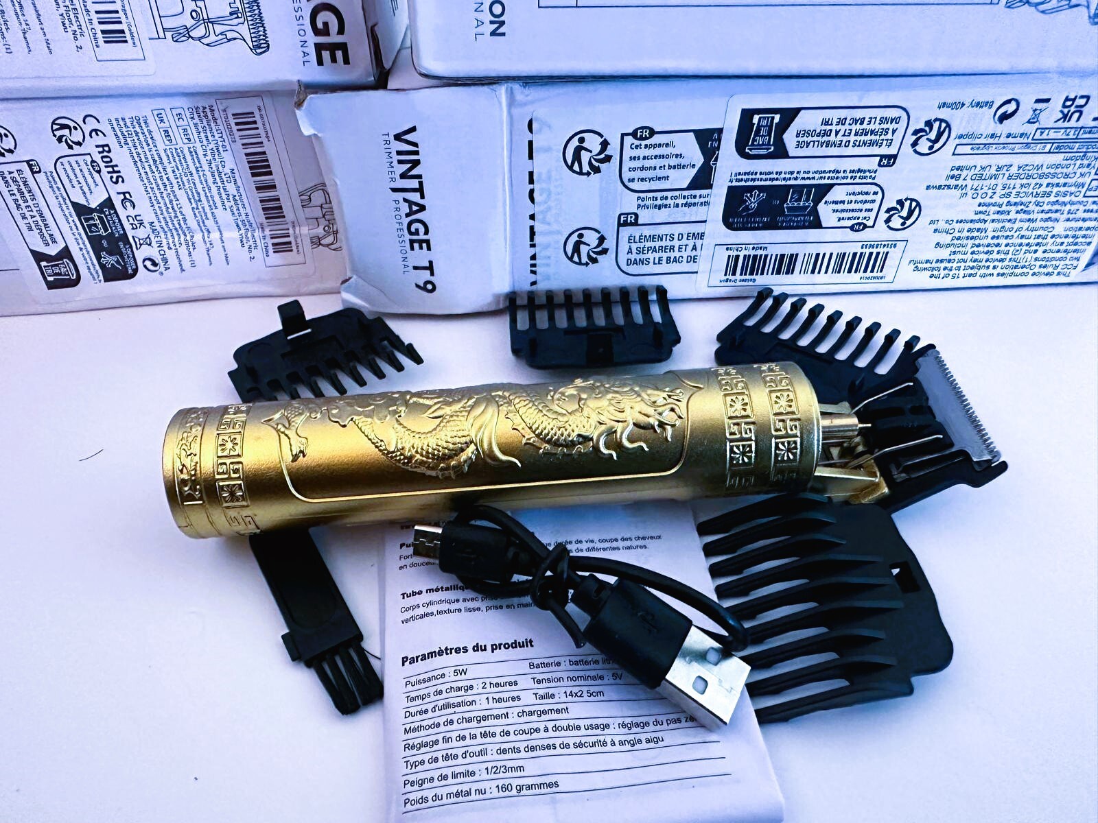 Offerta Tagliacapelli T9 Vintage Oro: Rasoio Barba Professionale 1200mAh