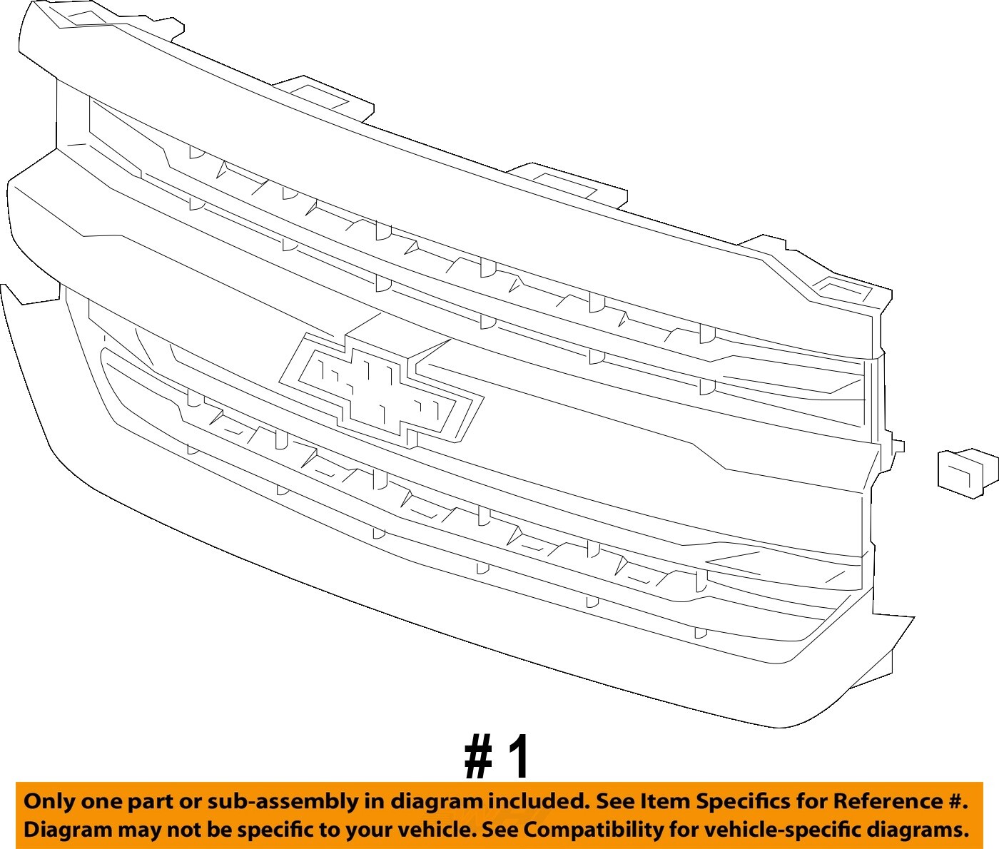 CHEVY SILVERADO 1500 CREW CAB CHROME GRILLE 2016-2018 NEW OEM GM  