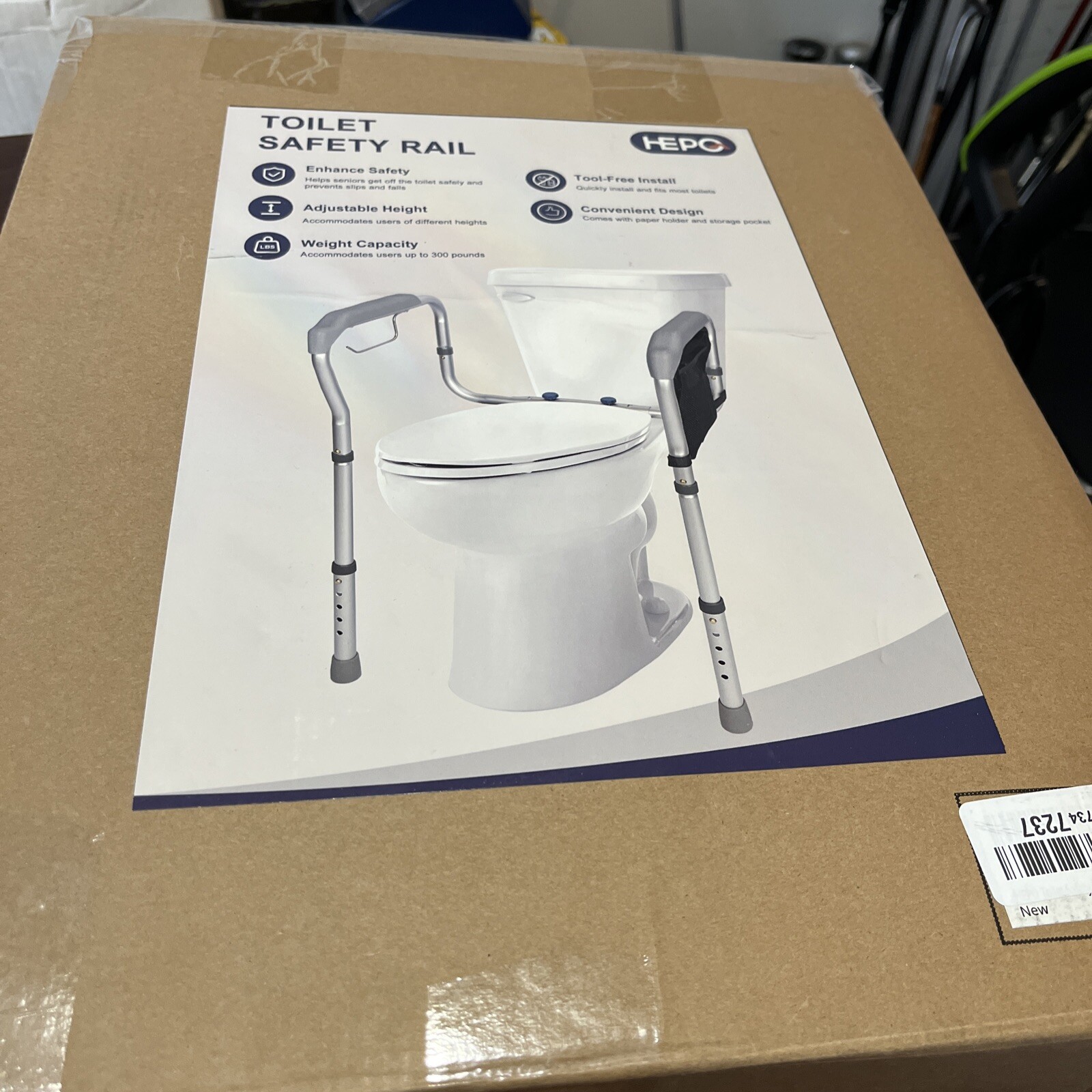 Toilet Safety Rails HEPO Tool Free Installation 7237 Handicap