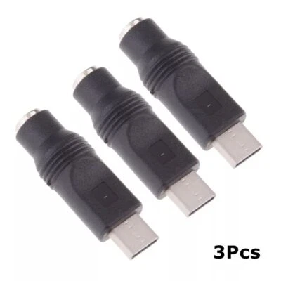 Enchufe conector de barril de CC hembra a USB tipo C 3,1 macho alimentación 5,5 mm x 2,1 mm 3 piezas