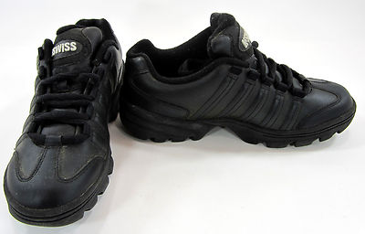 black leather running trainers