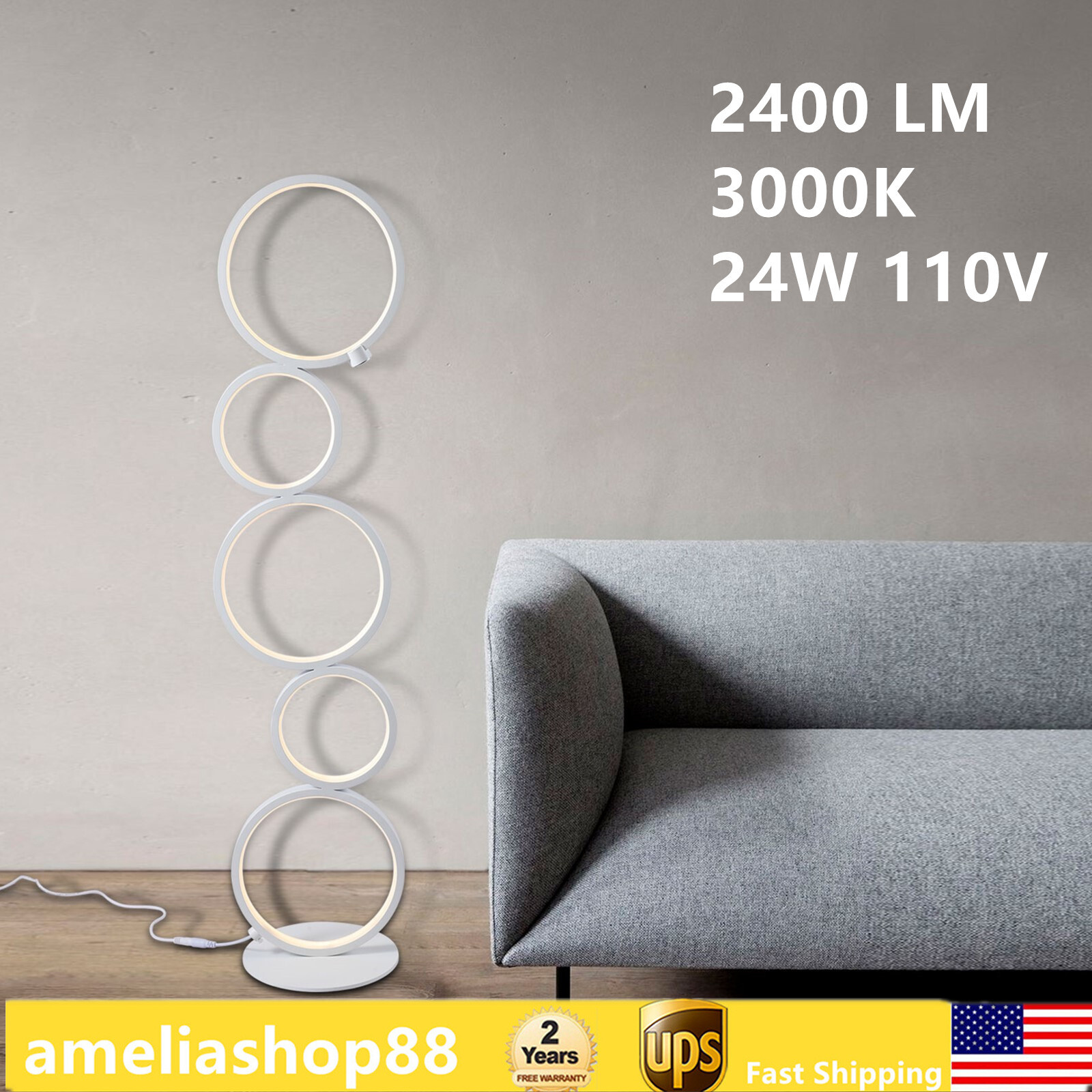 35.5-Inch 3000K Modern LED Floor Lamp Artistic Bedroom Light for Kids Reading
