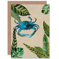 Crab With Leaves Blank Greeting Card With Envelope