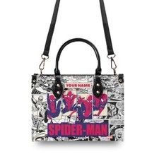 Spider Man Personalized Leather Handbag, Comic Leather Handbag, Gift for Her