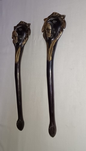 14.7" Inch Roaring Lion Door Handle Pair Brass Jungle Beast Door Grab Pull DM009 - Picture 8 of 10