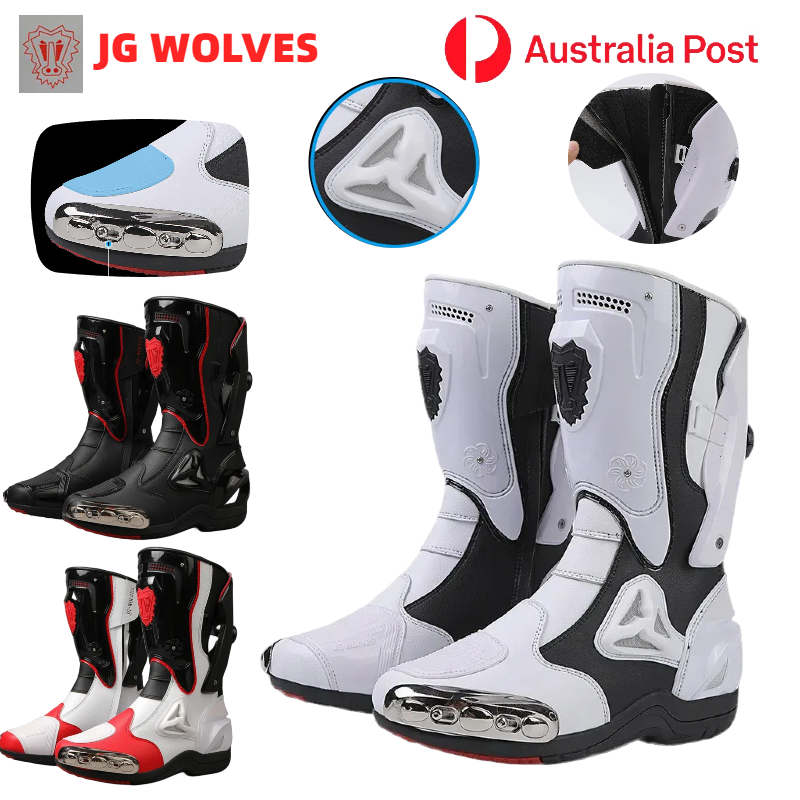 JG WOLVES Mens Motorcycle Boots Motorbike Riding Breathable Shoes