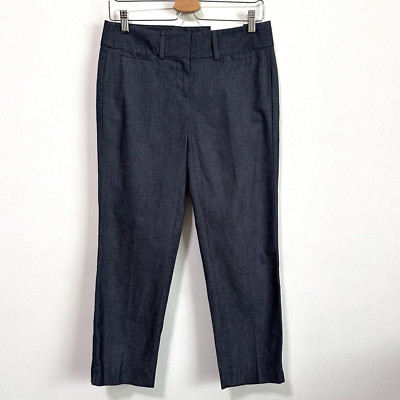 Ann Taylor Signature Crop Length Trousers 0 Chambray Blue Career Dress Pants NEW