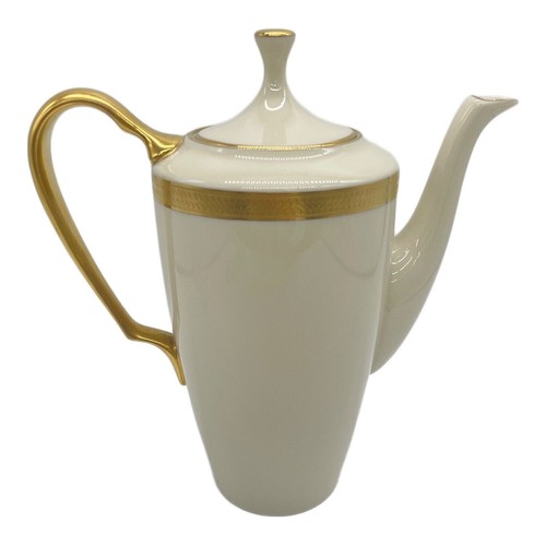 LENOX Lowell Coffee Pot Gold Stamp Mansfield Bone China Teapot USA - Picture 2 of 9