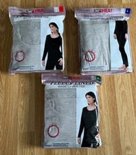 32 Degrees Heat Ladies Fleece Lined Base Layer Top Long Sleeve T-Shirt + Bottom