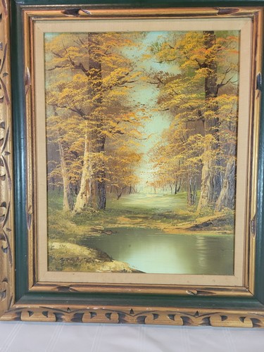 MID CENTURY HERBST BAUM LANDSCHAFT ÖLGEMÄLDE SIGNIERT "ZUSCHUSS" STRUKTUR ÖLKUNST - Bild 4 von 17
