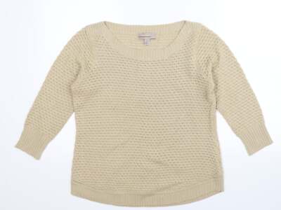Cristina B Damen Pullover Beige Rundhals Acrylmischung Größe M