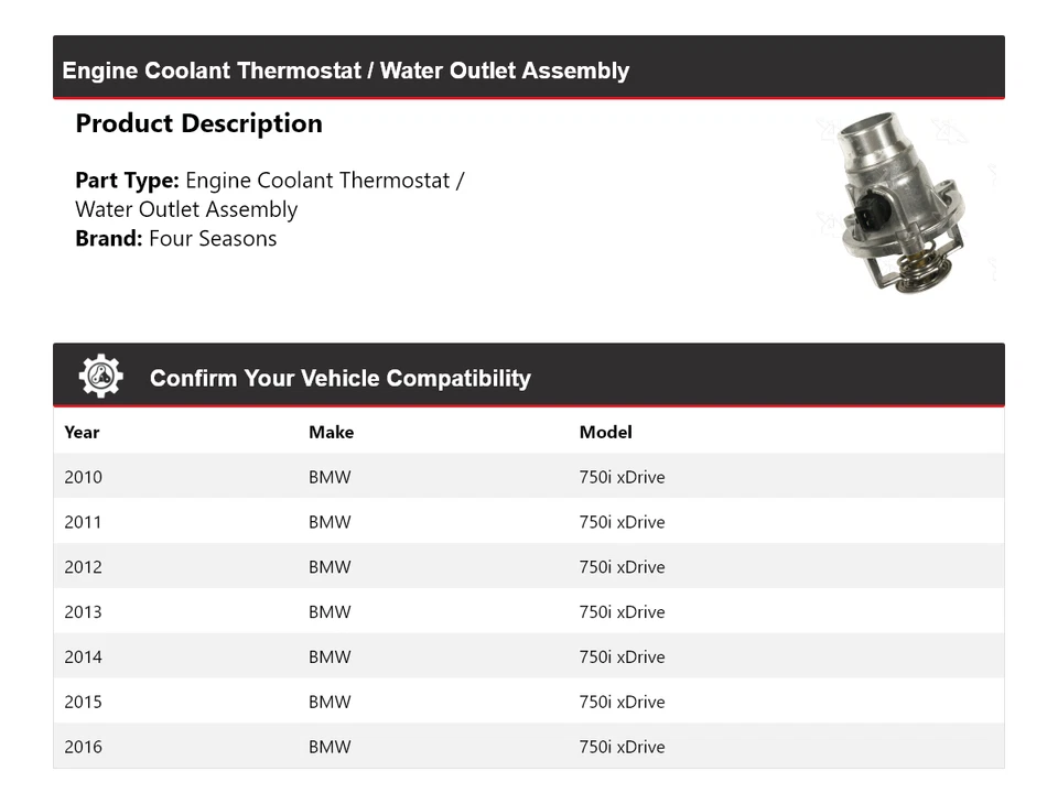 BMW 750i xDrive 2010-16 motor refrigerante termostato/conjunto de salida de agua 4 estaciones Foto 2 de 4
