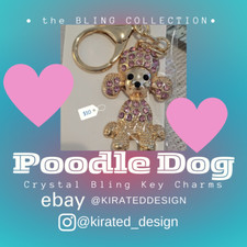 NWOT Cute  Blingy Poodle   Dog Keychain/Bag Charm - multi colors 1"W x 1.5  H