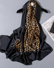 Brown Black Leopard Animal Print Soft Scarf Shawl Bandana Wrap Evening