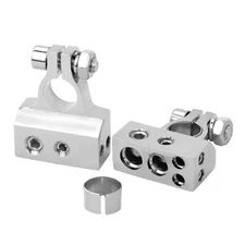 2 Car Battery Terminal Clamp Post 1/0 2 4 8 GA AWG Gauge Positive Negative Port