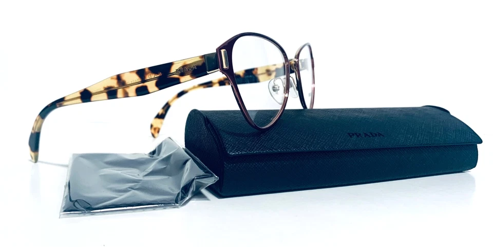 PRADA VPR 58U TY7-1O1 BORGOÑA ROJO TORTUGA GAFAS DE GATO 53-17-140 MM ITALIA Foto 2 de 4