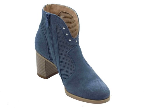 NeroGiardini E512710D Velour Col. Avio Tronchetti per Donna in nabuk con tacco - Imagen 2 de 3