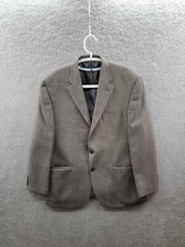 Chaps Mens Gray Wool Herringbone Blazer Sport Coat Suit Jacket 46R