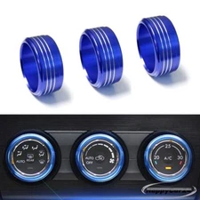 Blue Aluminum AC Climate Control Knob Ring Covers Fit For Subaru Impreza WRX/STi