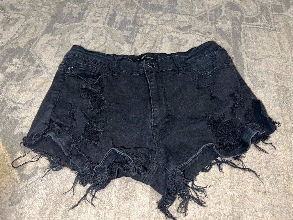 KanCan Sz 11 / 29 Distressed Raw Hem Black Jean Shorts Jean Cut