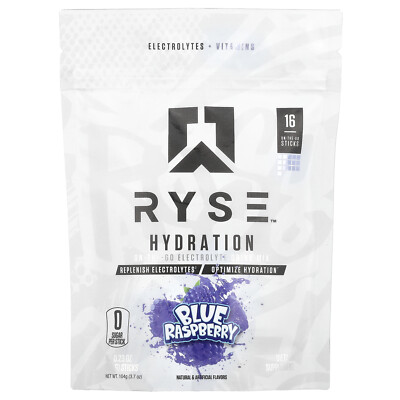 Hydration, On-The-Go Electrolyte Drink Mix, Blue Raspberry, 16 Sticks, 0.23 oz
