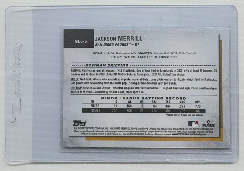 2024 Topps National Promo Pack Jackson Merril Chrome Rookie Refractor MLB6 (C) eBay
