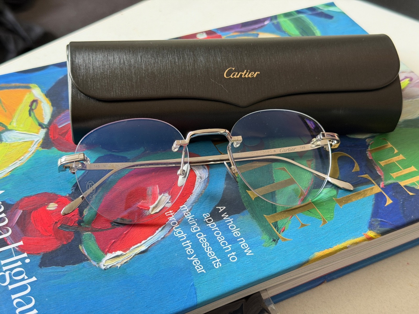 Cartier Pasha CT0342O 001 Platinum Rimless Glasses