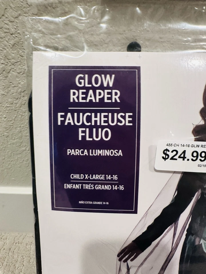 Светящийся в темноте жнец мрачный скелет костюм для Хэллоуина детский размер XL 14-16 - Изображение 2 из 4