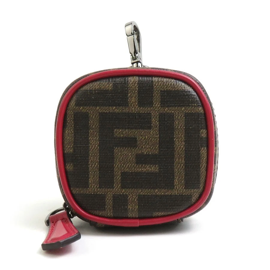 Custodia auricolari originale FENDI Zucca custodia Air Pods marrone rosso PVC argento h31284g