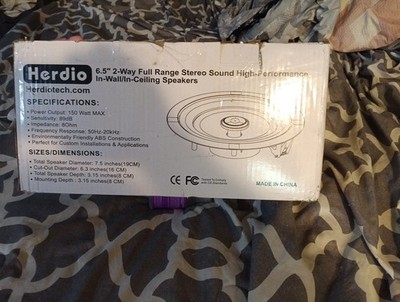 (4 pc) Herdio 6.5'' 2-Way Stereo Sound In Wall Ceiling Speakers HCS628BT